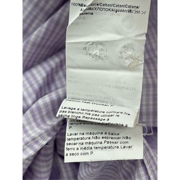 Hugo Boss‎ Button Down Dress Shirt Slim Fit Men 44 Large Purple Plaid Check - Picture 6 of 12